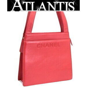 Chanel Trapezoid Shoulder Bag Tote Lambskin Red